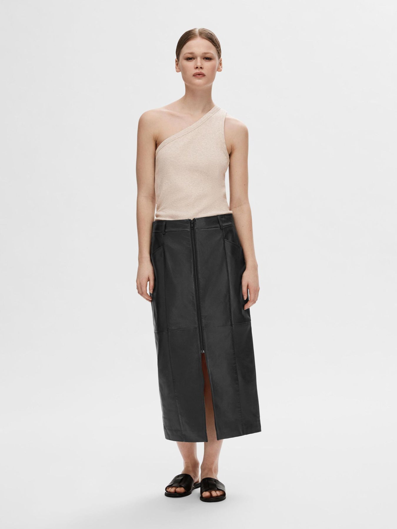 Anna One Shoulder Top - Oatmeal Melange