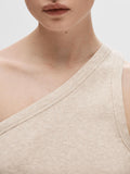 Anna One Shoulder Top - Oatmeal Melange