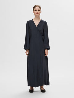 Susie L/S Ankle Wrap Dress - Dark Sapphire