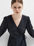 Susie L/S Ankle Wrap Dress - Dark Sapphire