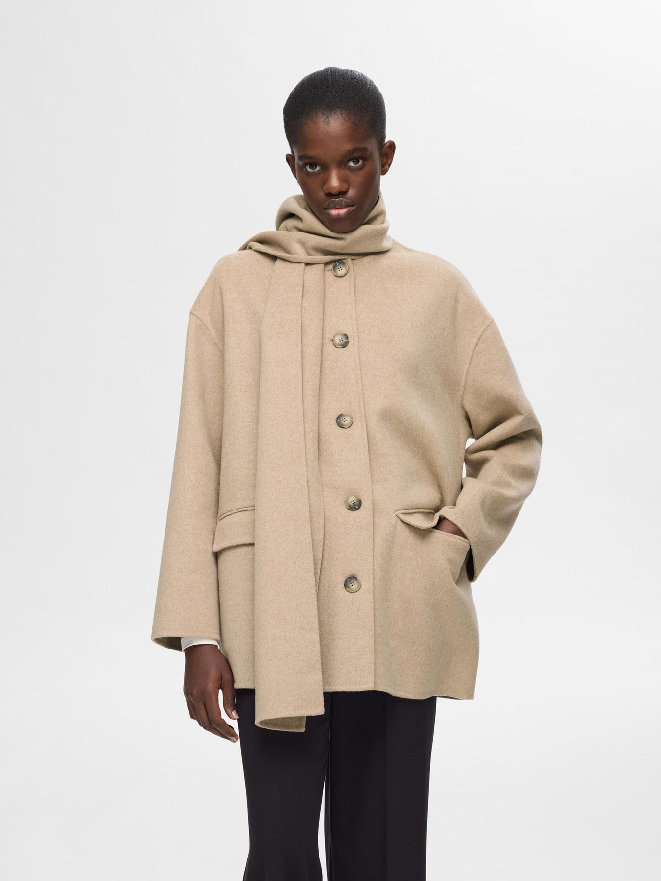 Pam Handmade Scarf Jacket - Sandshell