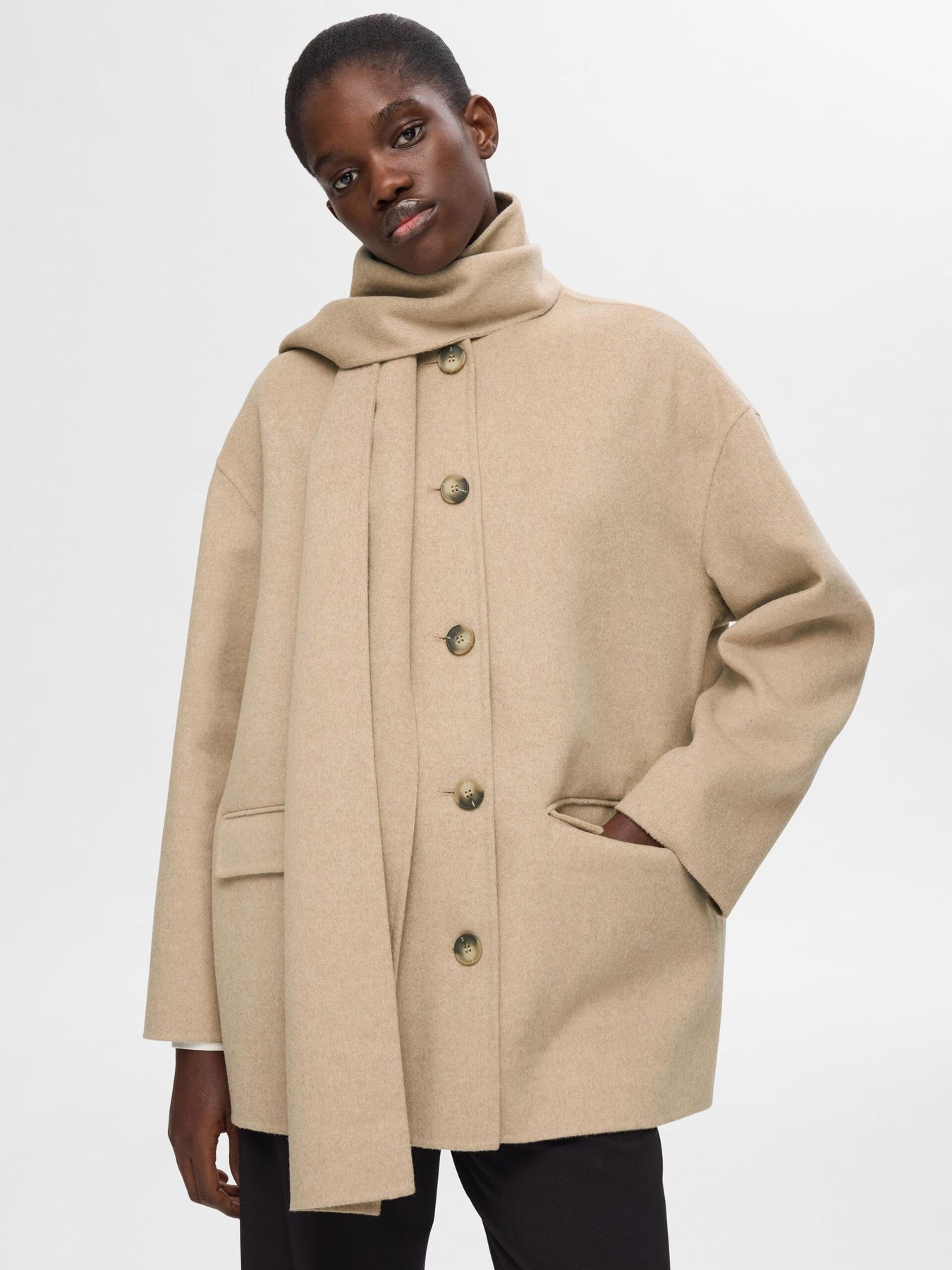 Pam Handmade Scarf Jacket - Sandshell