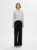 Lulu New Ls Knit V-Neck - Ljusgrå Melange