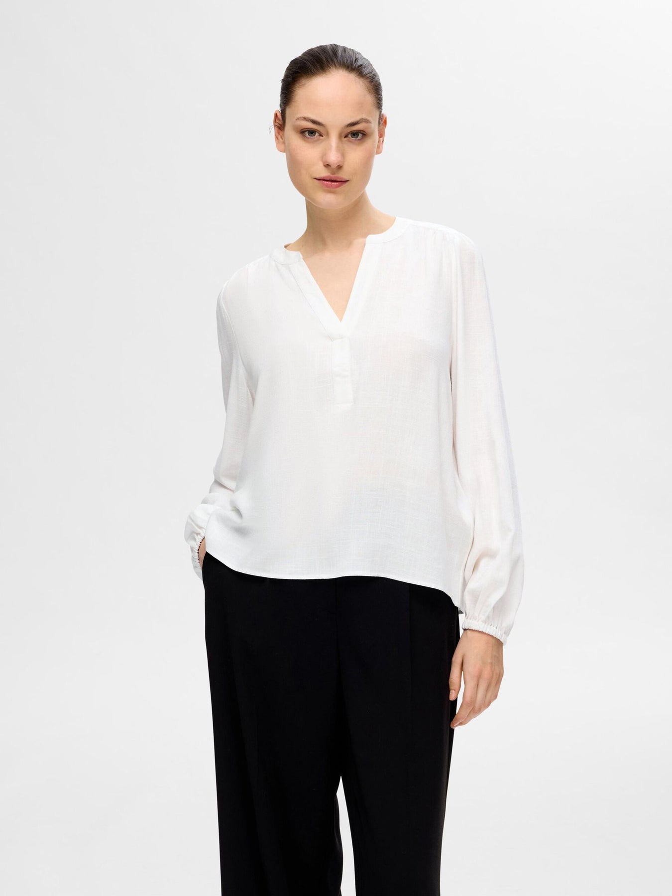 Viva Ls V-Neck Top - Snow White