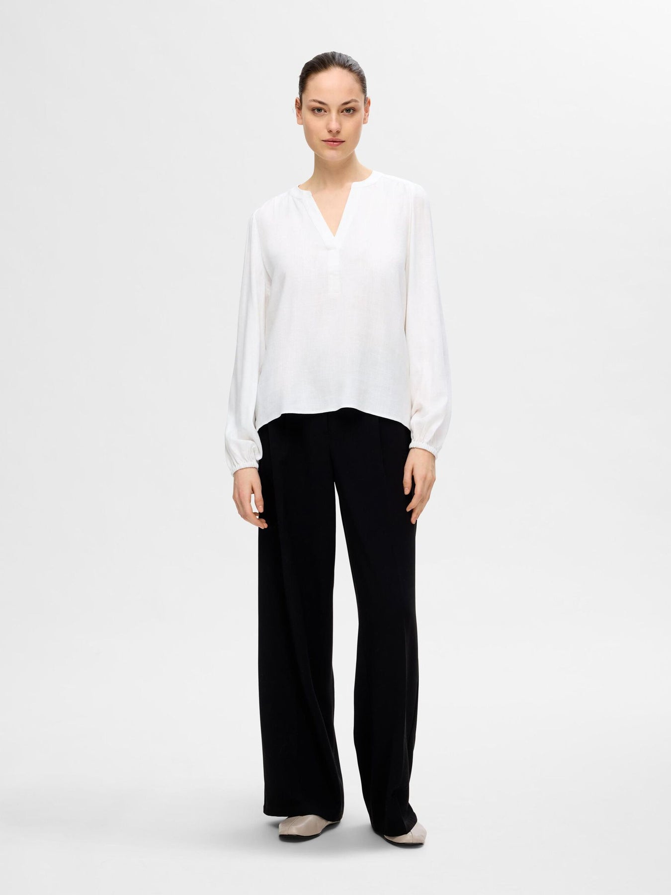 Viva Ls V-Neck Top - Snow White