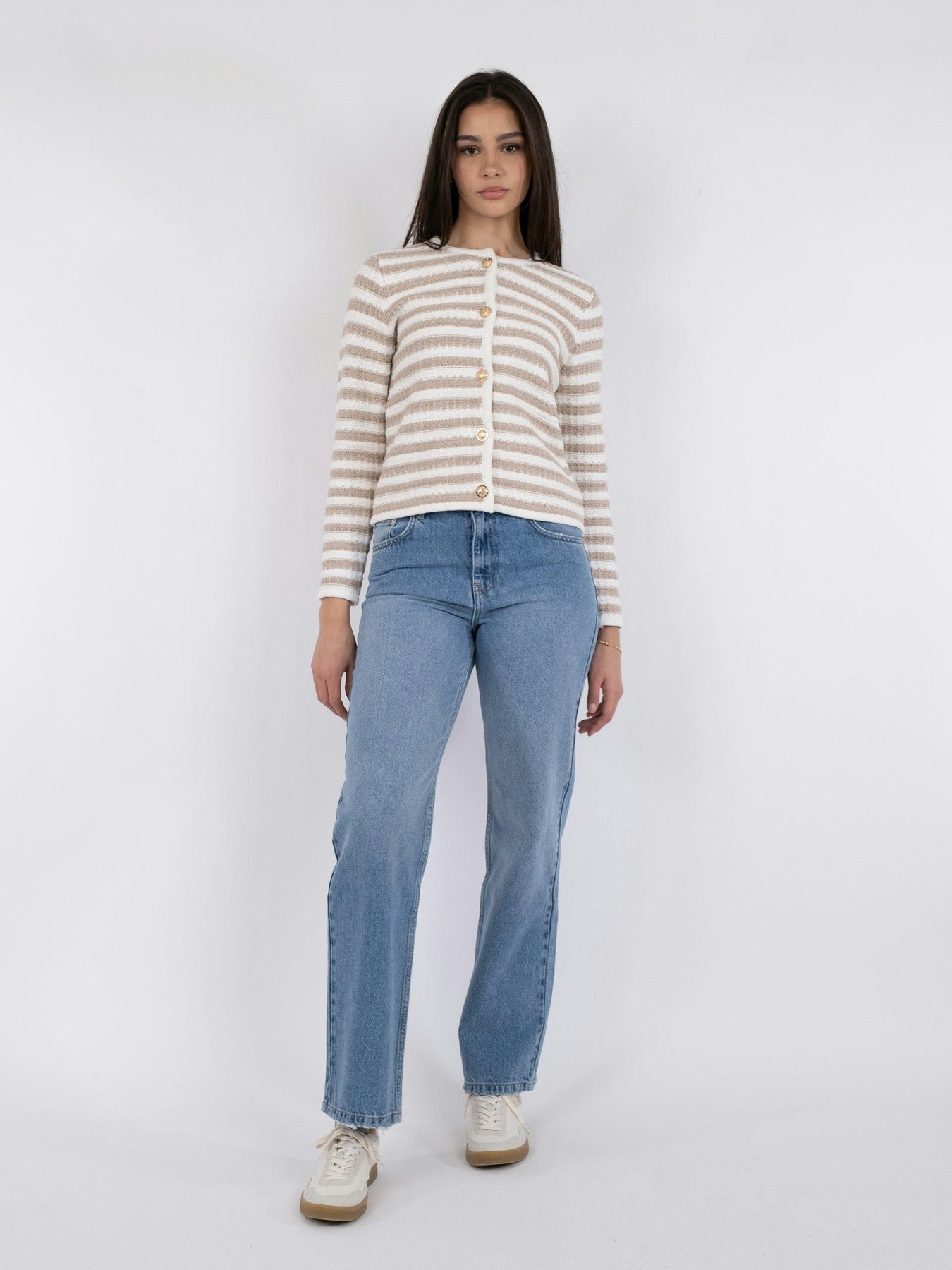 Limone Stripe Knit Jacket - Sand