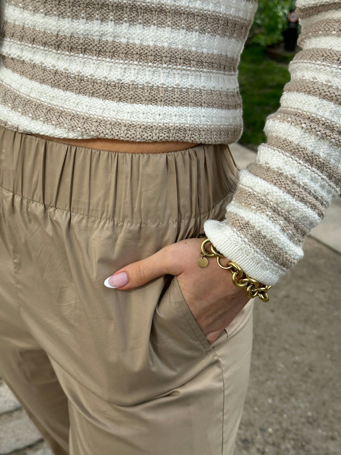 Limone Stripe Knit Jacket - Sand