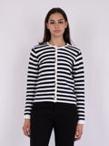 Limone Stripe Knit Jacket - Navy/White