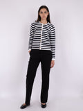 Limone Stripe Knit Jacket - Navy/White