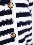 Limone Stripe Knit Jacket - Navy/White