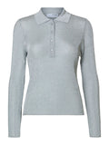 Dagni Ls Knit Polo Neck - Silver Metallic