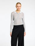 Dagni Ls Knit Polo Neck - Silver Metallic