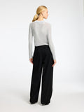 Dagni Ls Knit Polo Neck - Silver Metallic