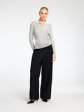 Dagni Ls Knit Polo Neck - Silver Metallic
