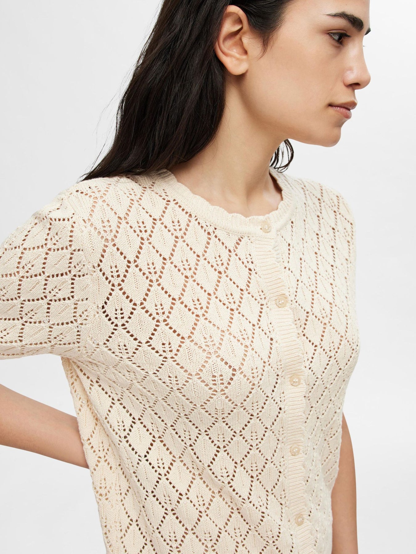 Sofia Ss Structure Knit Cardigan - Birch