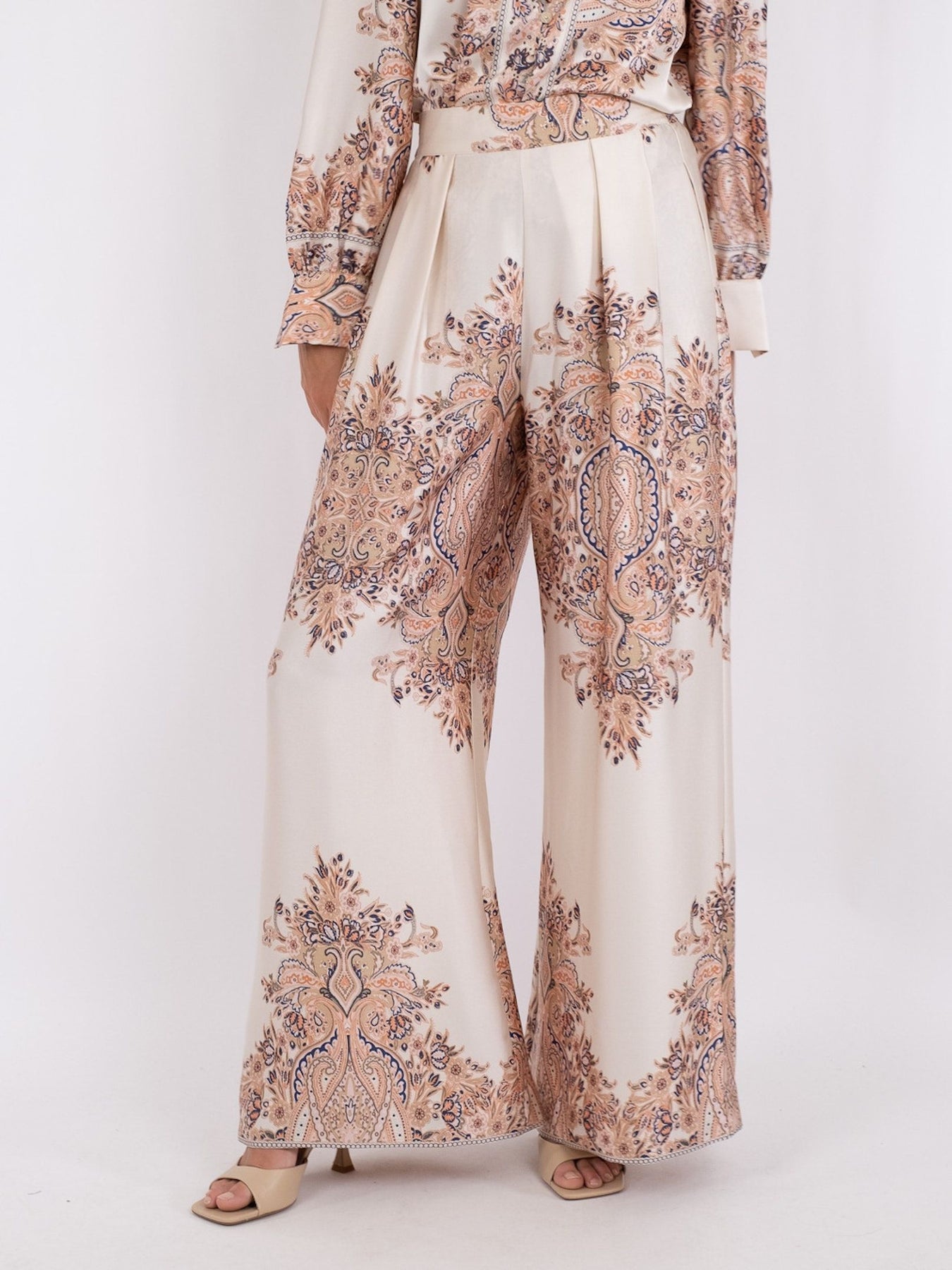 Mana Paisley Border Pants - Creme