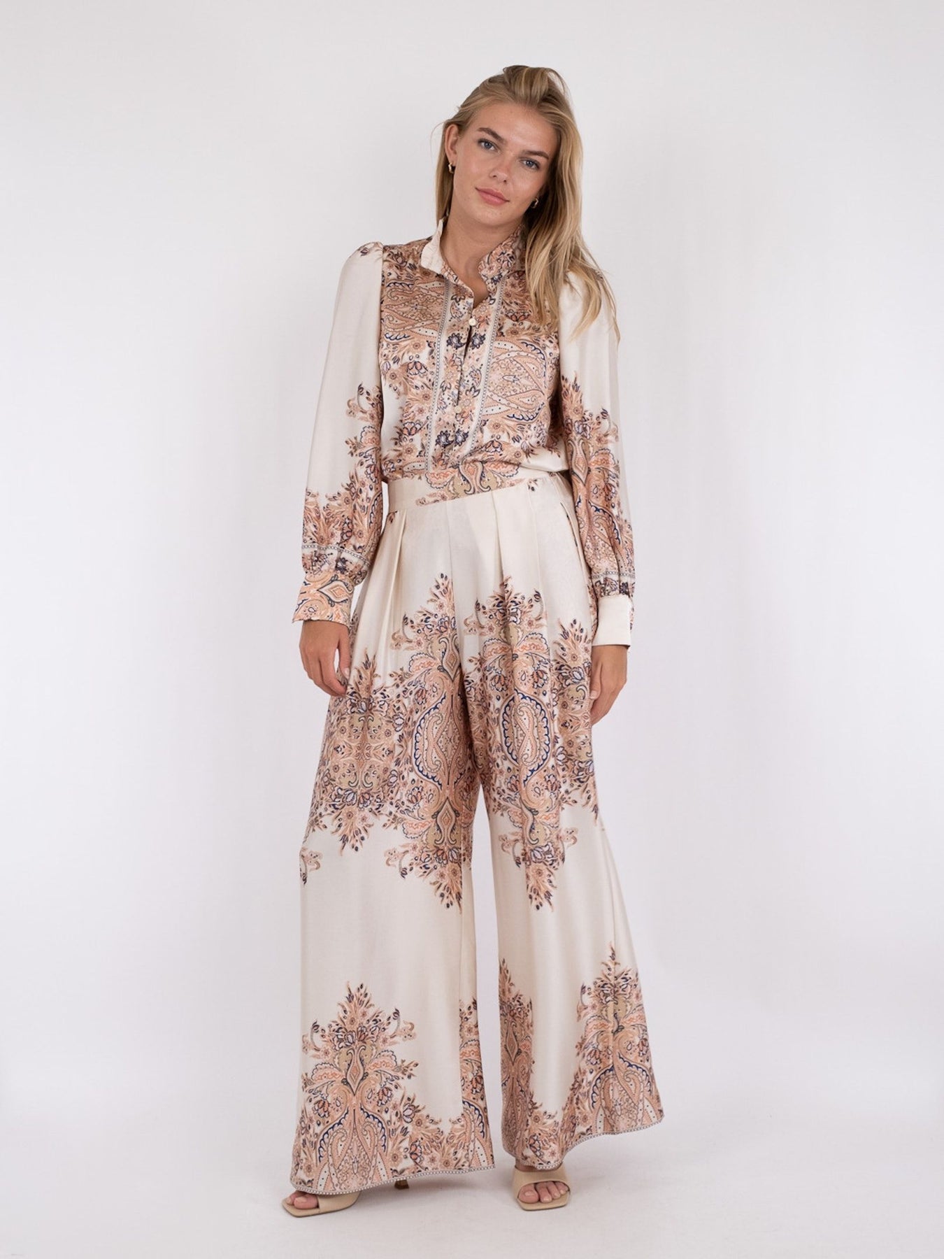 Mana Paisley Border Pants - Creme