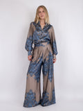 Mana Paisley Border Pants - Blue