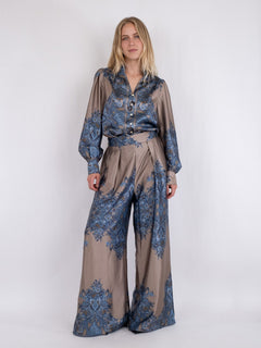 Mana Paisley Border Pants - Blue