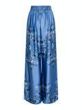 Mana Paisley Border Pants - Dusty Blue