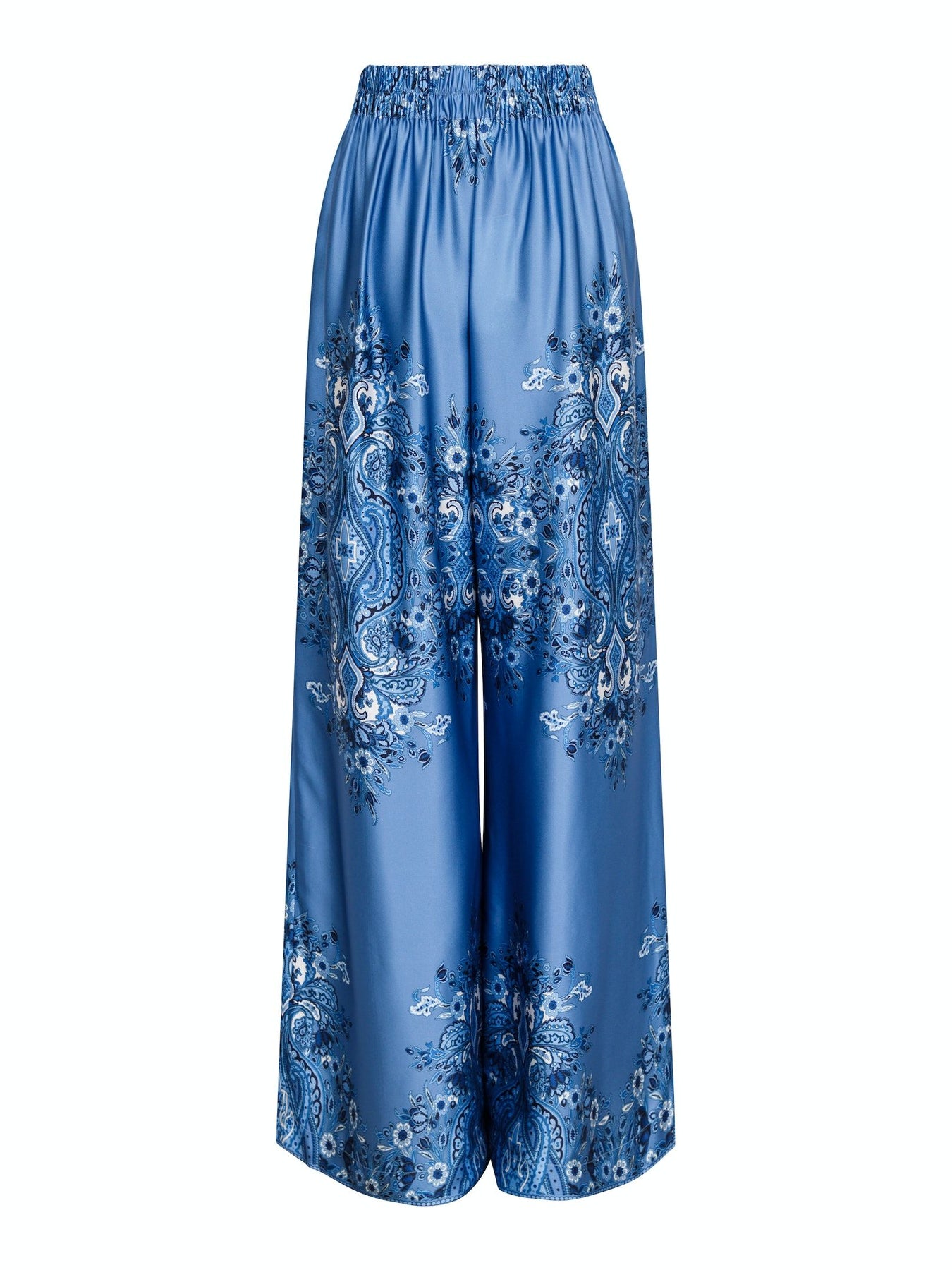Mana Paisley Border Pants - Dusty Blue