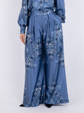 Mana Paisley Border Pants - Dusty Blue