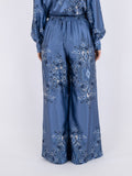 Mana Paisley Border Pants - Dusty Blue
