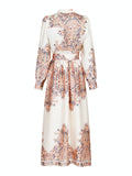 Nova Paisley Border Dress - Creme