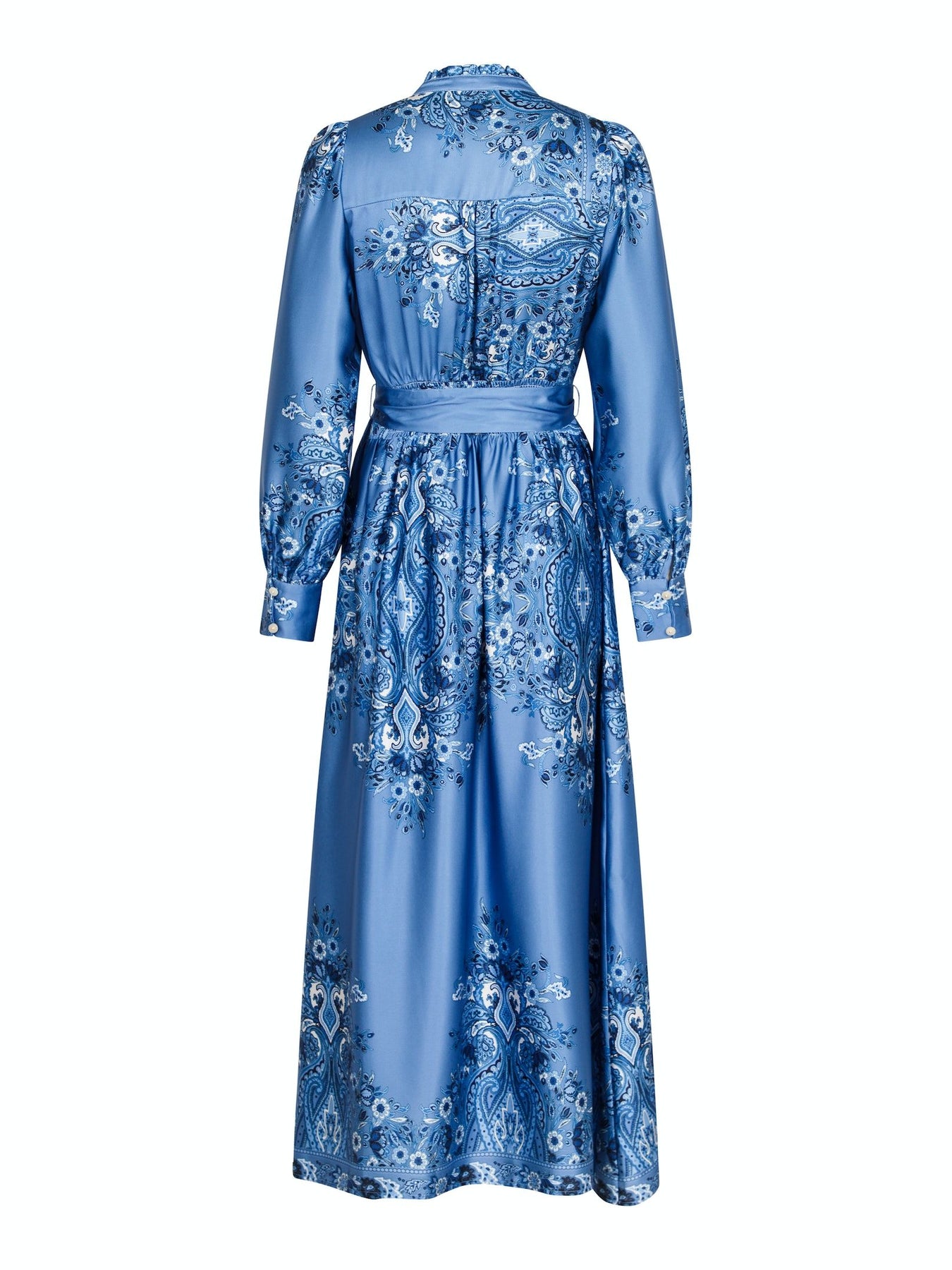 Nova Paisley Border Dress - Dusty Blue