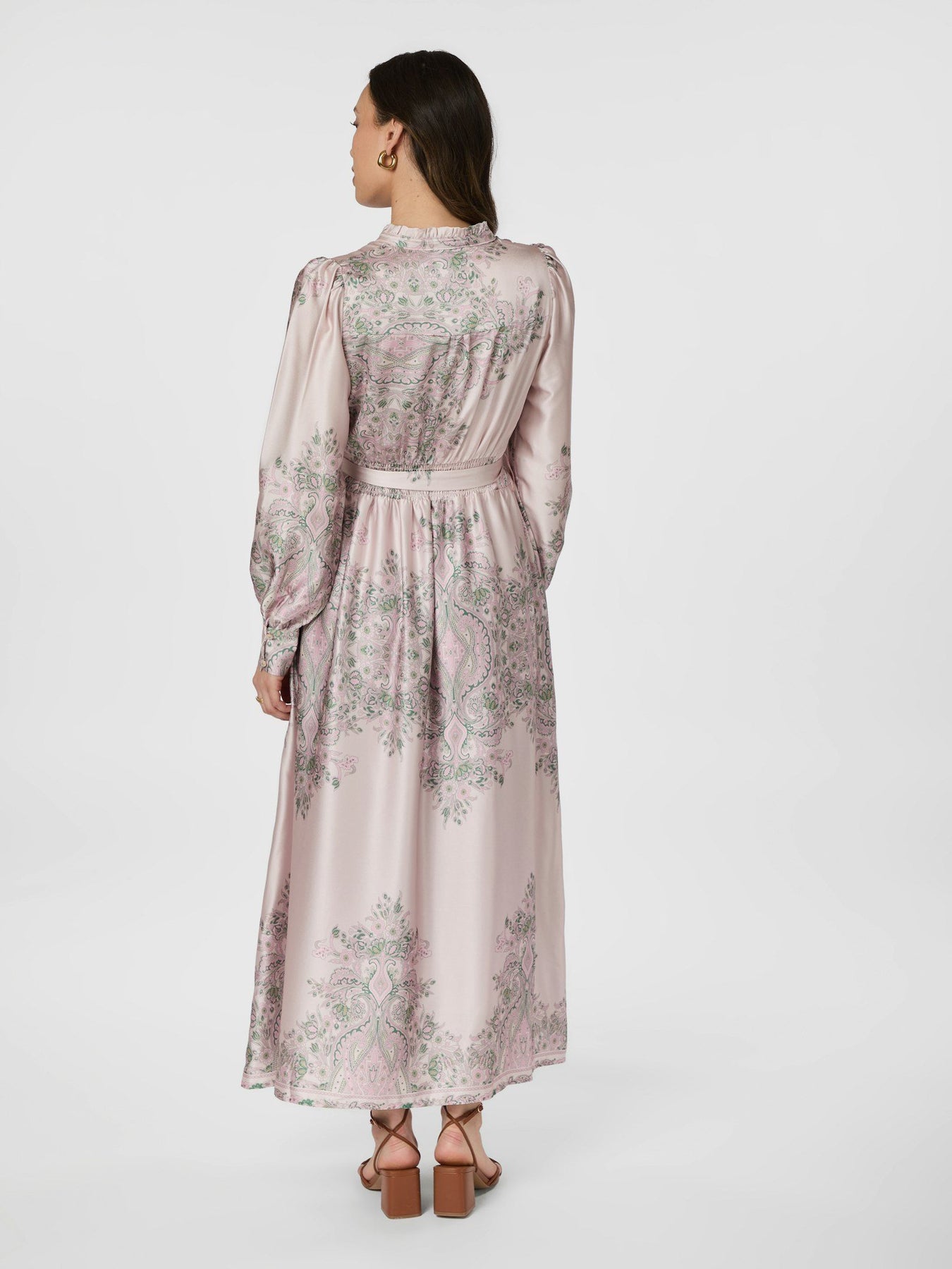 Nova Paisley Border Dress - Rosa