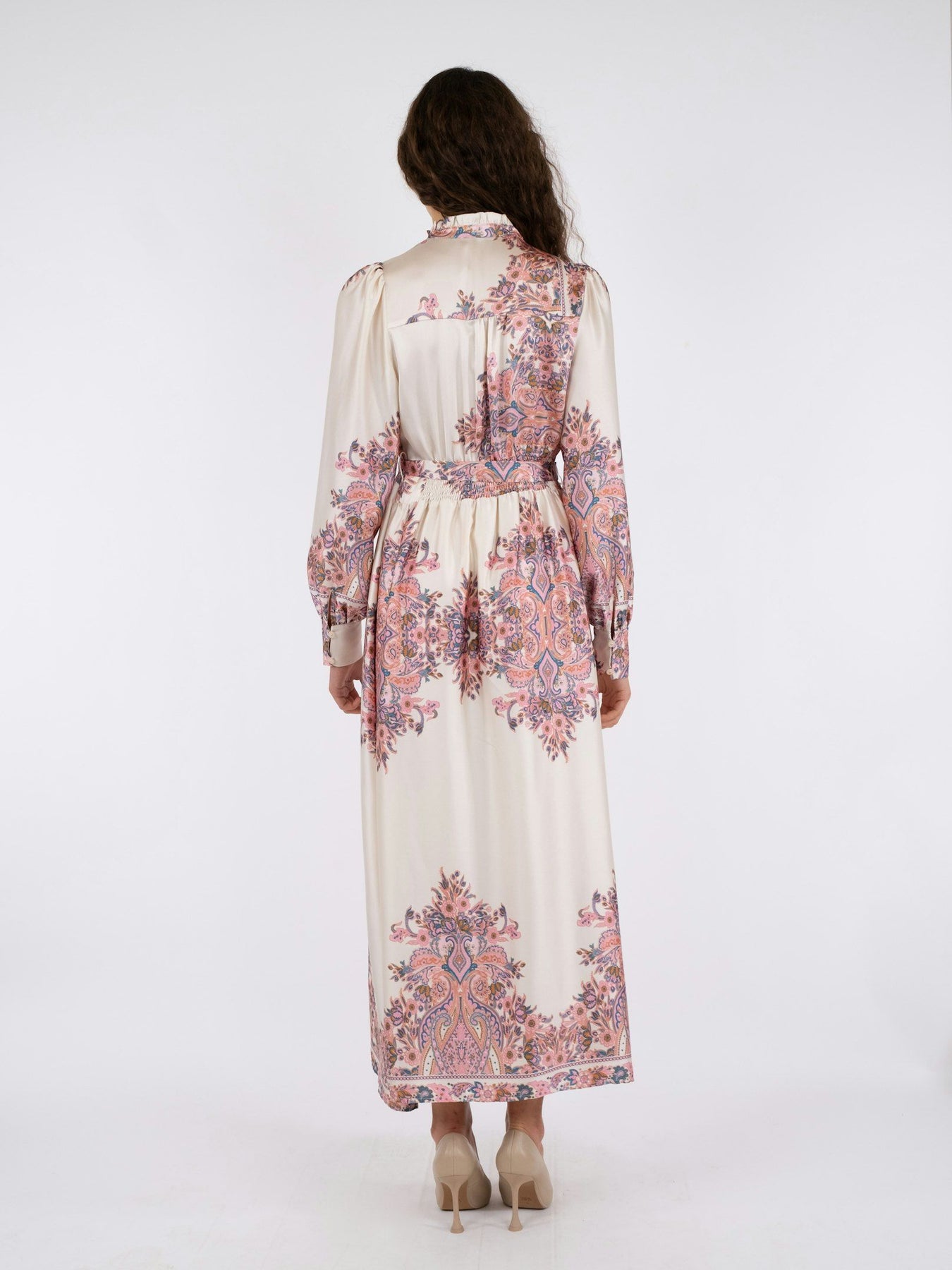 Nova Paisley Border Dress - Light Pink