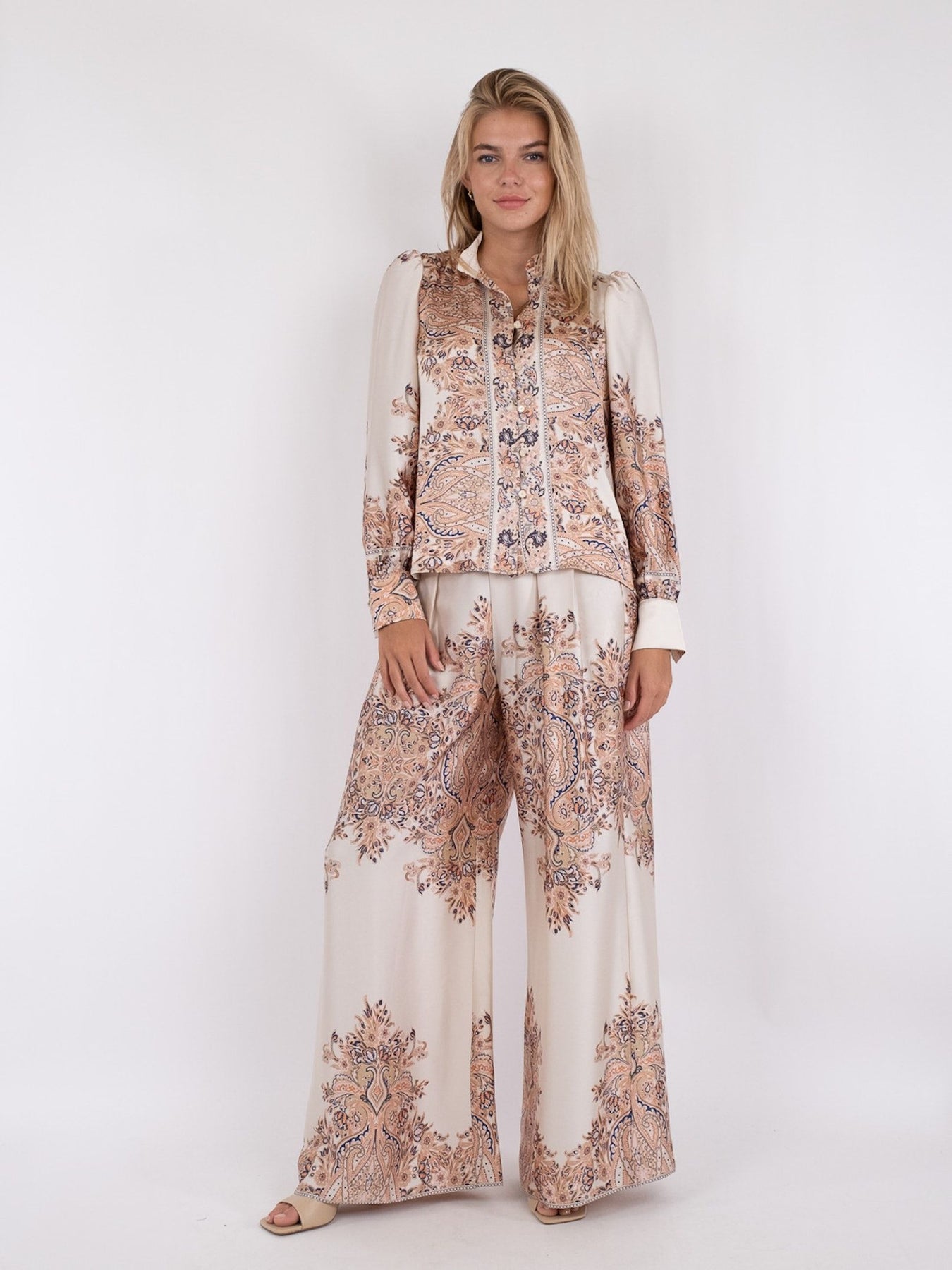 Massima Paisley Border Blouse - Creme