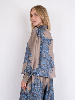 Massima Paisley Border Blouse - Blue