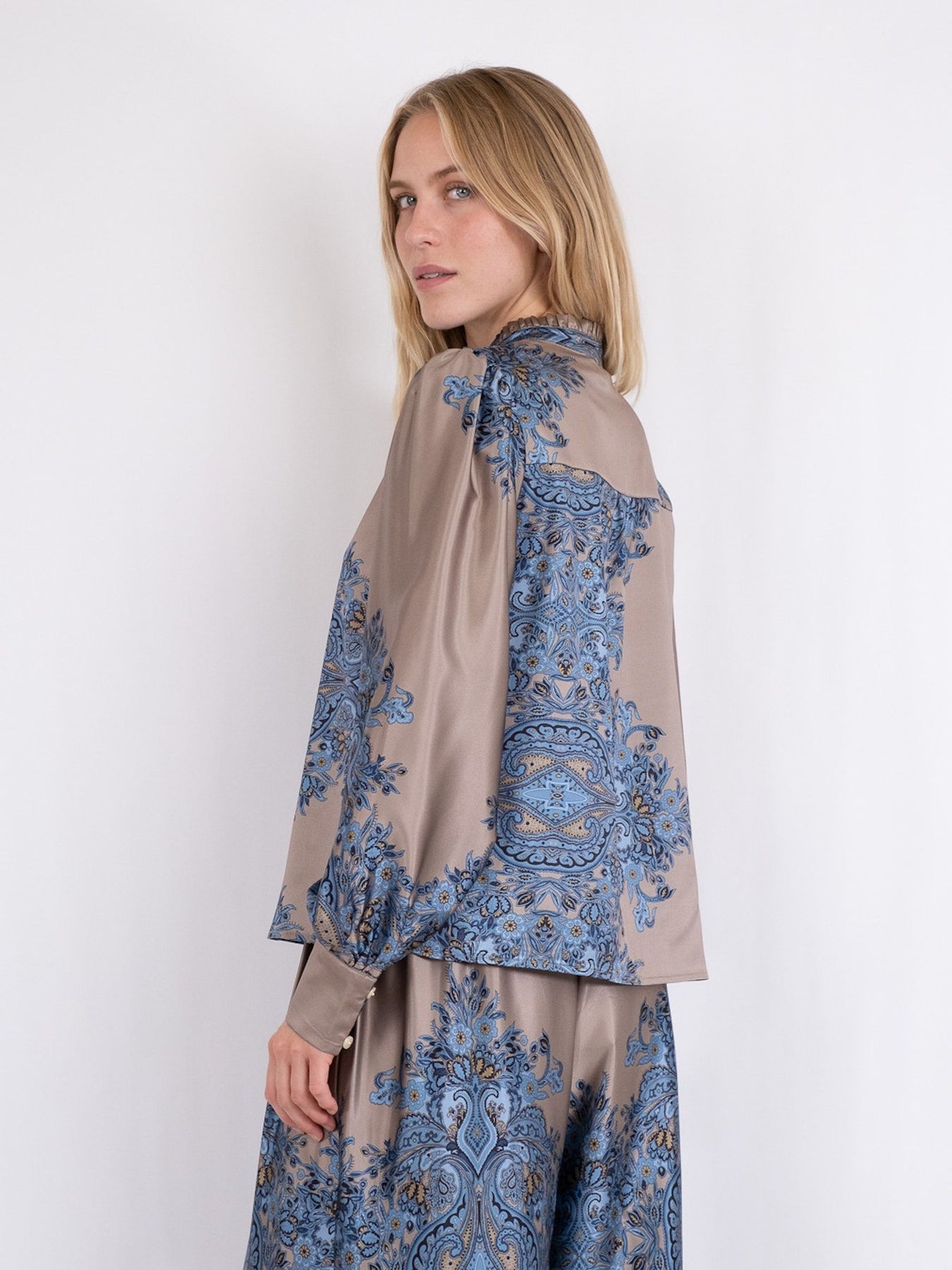 Massima Paisley Border Blouse - Blue