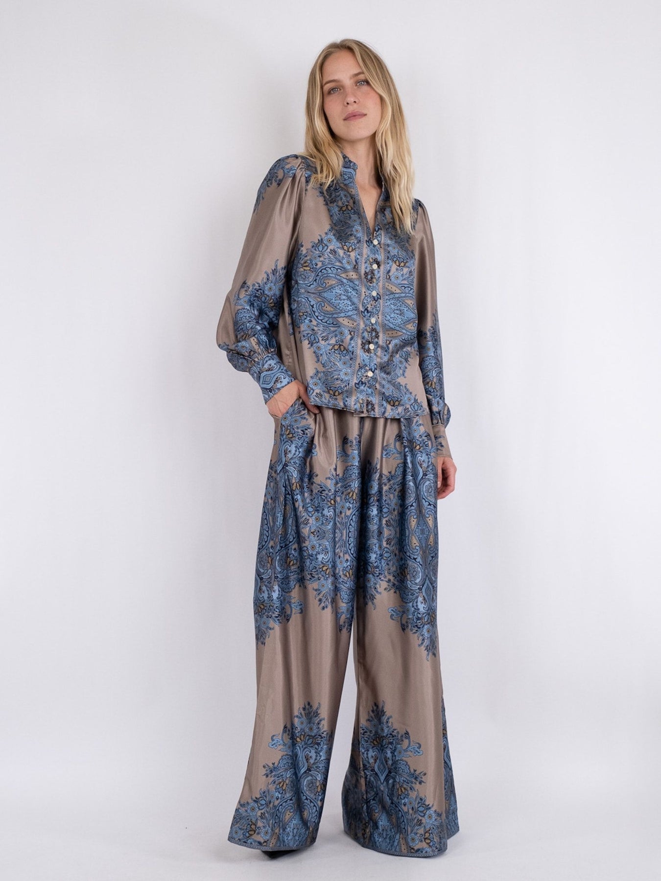 Massima Paisley Border Blouse - Blue
