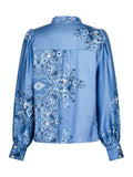 Massima Paisley Border Blouse - Dusty Blue