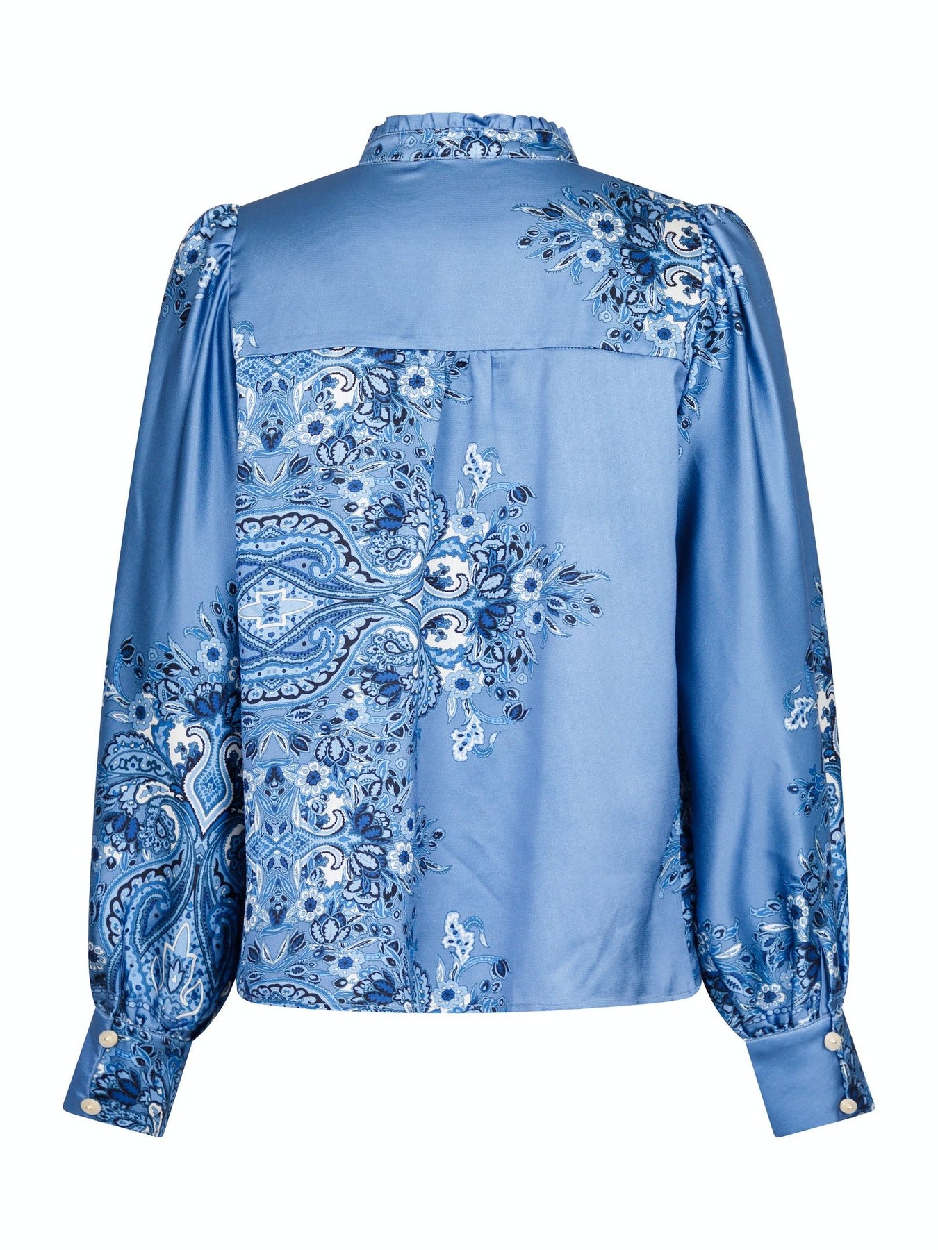 Massima Paisley Border Blouse - Dusty Blue