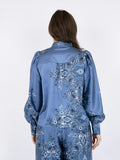 Massima Paisley Border Blouse - Dusty Blue