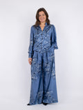 Massima Paisley Border Blouse - Dusty Blue
