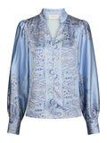 Massima Paisley Border Blouse - Ljusblå