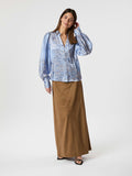 Massima Paisley Border Blouse - Ljusblå