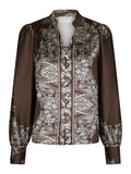Massima Paisley Border Blouse - Mörkbrun