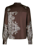 Massima Paisley Border Blouse - Mörkbrun