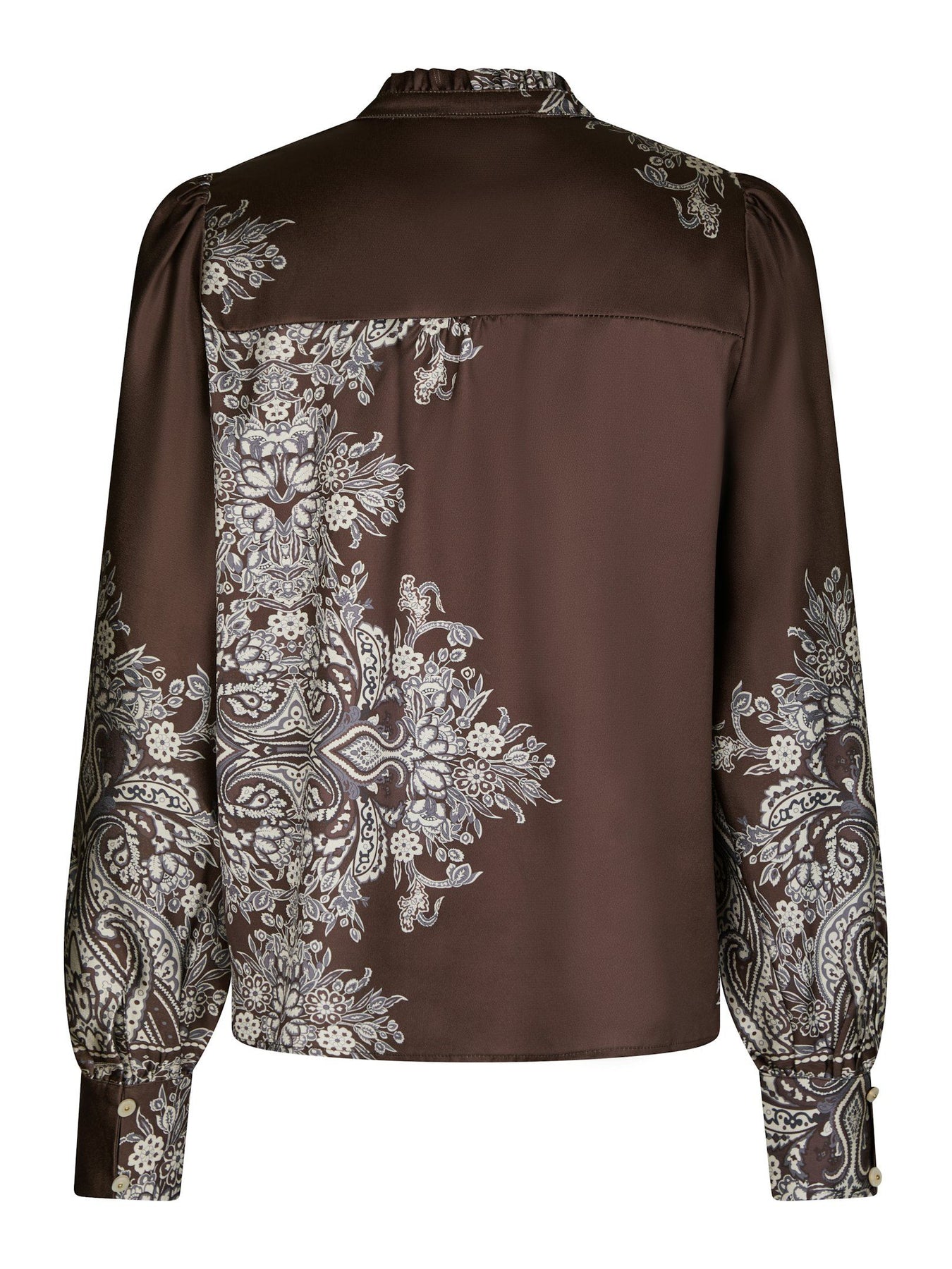 Massima Paisley Border Blouse - Mörkbrun