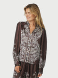 Massima Paisley Border Blouse - Mörkbrun