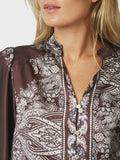 Massima Paisley Border Blouse - Mörkbrun