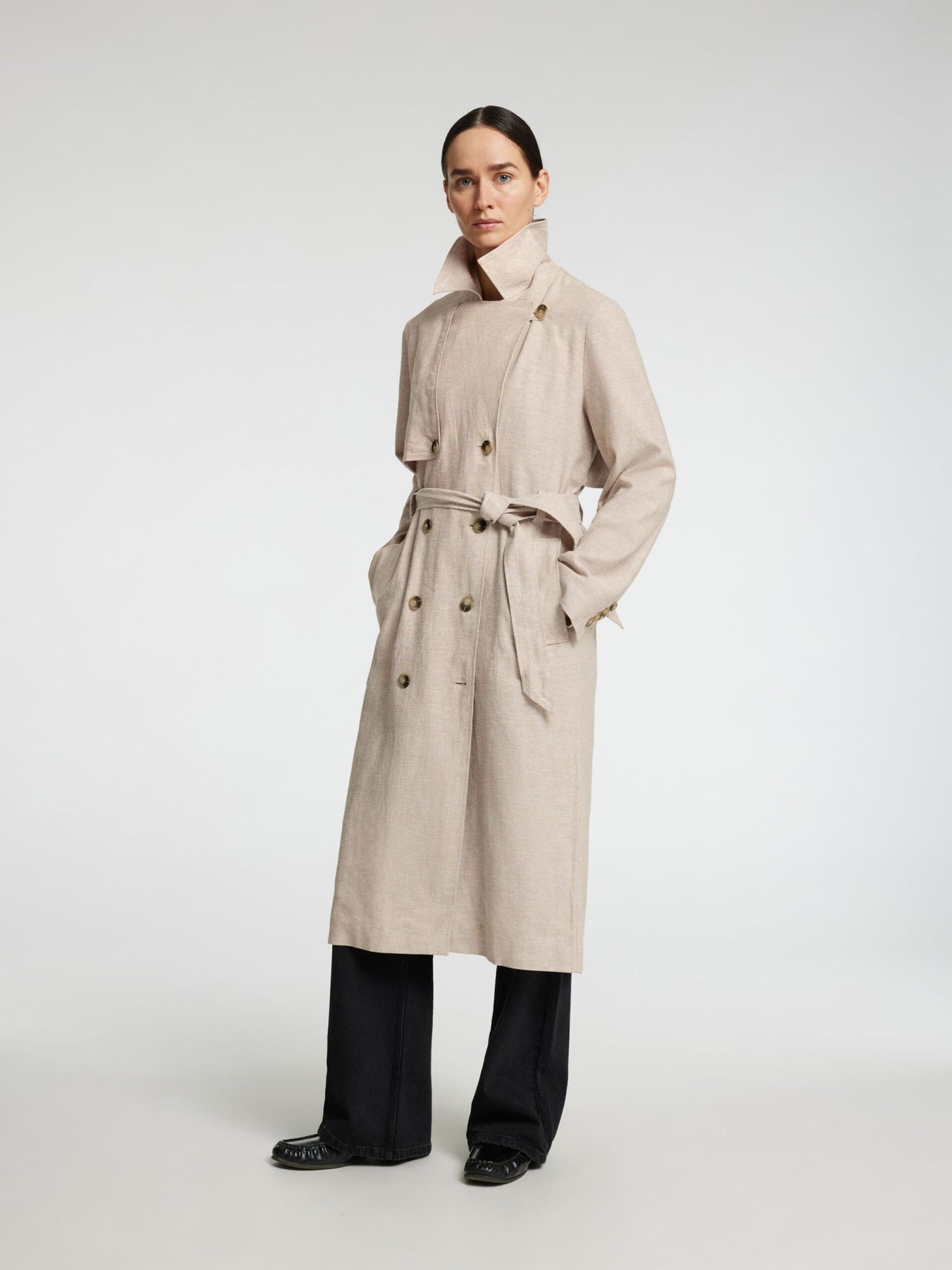 Jada Linen Trenchcoat - Nomad Melage