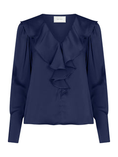 Sandie Sateen Blouse - Navy