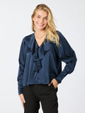 Sandie Sateen Blouse - Navy