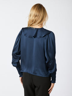 Sandie Sateen Blouse - Navy